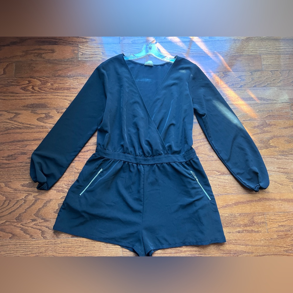 One Clothing Black Long Sleeve Romper Size XL